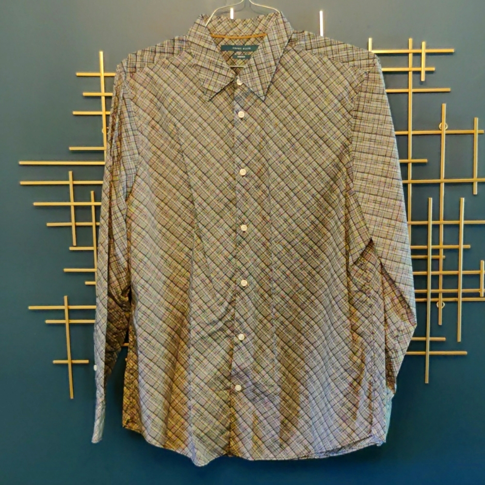 Perry Ellis Men's contemporary shirt size L stretch